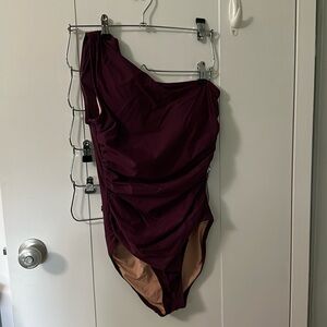 J. Crew One Shoulder Rouched One Piece EUC Sz 10